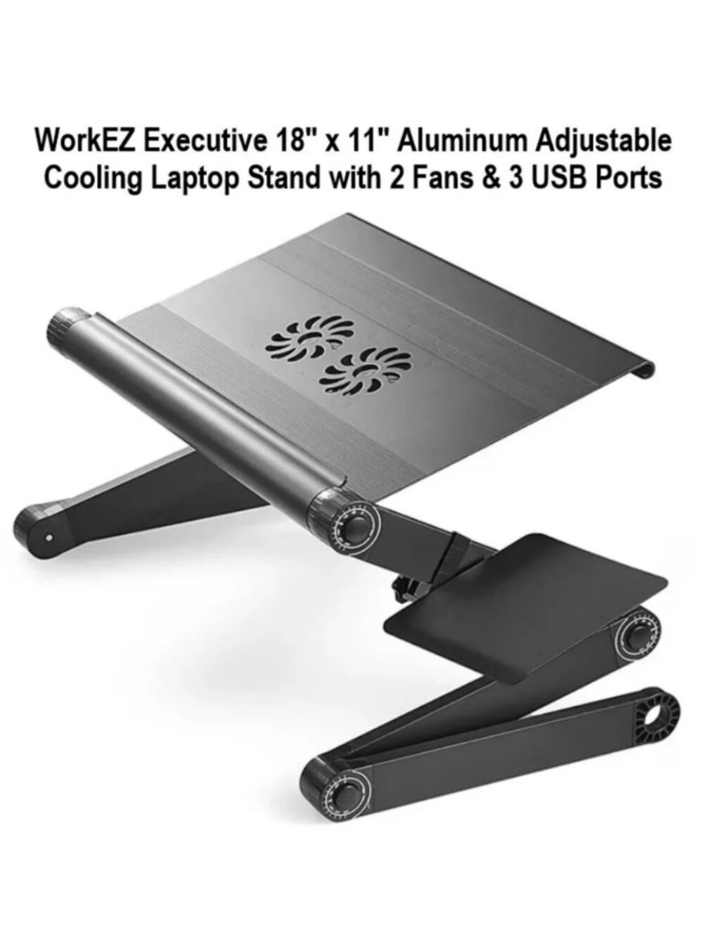 Uncaged Ergonomics WorkEZ 18" x 11" Cool Laptop Riser With Mouse Pad, Black WECB